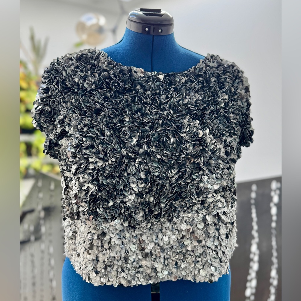 All Saints - Amazing Black and Gray Sequin Top - Size 10
